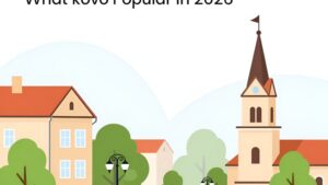 Современная иллюстрация концепции городского туризма в Балаково с символами популярных пешеходных маршрутов 2026 года